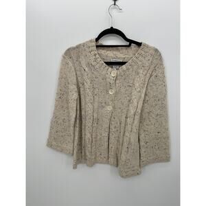 Hannah Womens Cable Knit Cardigan Sweater Sz M Cottagecore Minimal Grandmacore